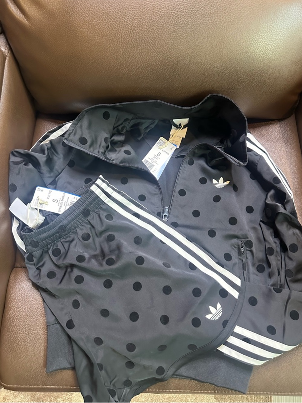 Adidas Black Polka Dot Track Jacket with Black polka dot shorts - polka set - Picture 9 of 10